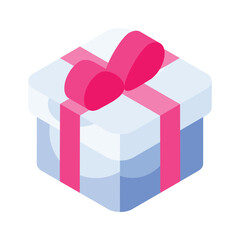 Download this beautifully designed isometric icon of gift box in trendy style