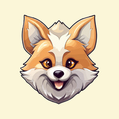 cute fox face cartoon illustration character vector