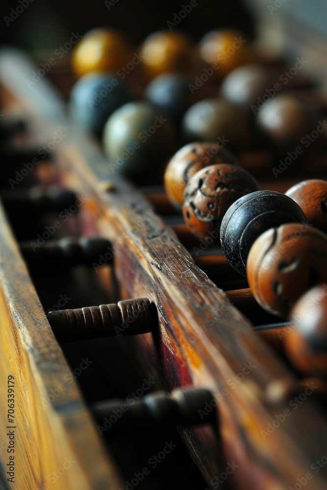 Poster A wooden box filled with various wooden knobs. Can be used for DIY projects or as decorative elements