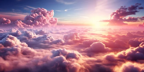 Foto op Plexiglas Mistige ochtendstond Abstract soft pink clouds in summers sky background.Landscape.AI Generative.