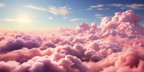 Abstract soft pink clouds in summers sky background.Landscape.AI Generative.