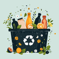 ecology symbol zero waste planet earth awareness about plastic free recycle logo vector illustration for international day of zero waste 30 march