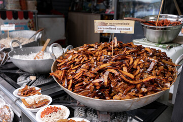 Traditional Hispanic Caramelized Coconut at Street Market
