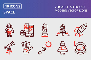 Space Thick Line Two Colors Icons Set © IYIKON