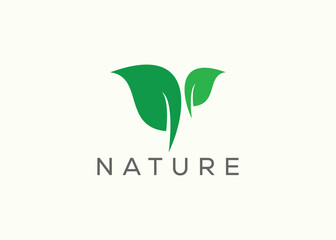 Green leaf logo design vector template. Nature Growth Leaf vector logo.