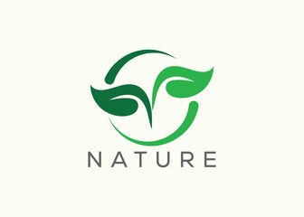 Green leaf logo design vector template. Nature Growth Leaf vector logo.