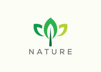 Green leaf logo design vector template. Nature Growth Leaf vector logo.