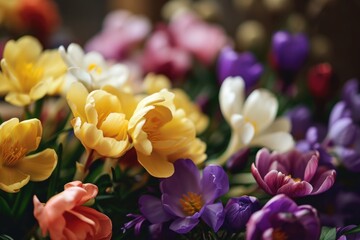 A close-up view of a vibrant bunch of flowers. Perfect for adding a pop of color to any project or design