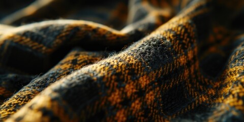 A close up view of a yellow and black blanket. Ideal for adding a pop of color and warmth to any room