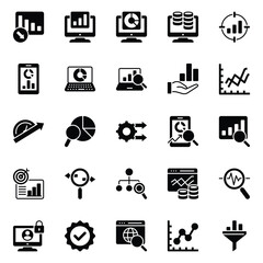 Glyph icons set for Data analytics.