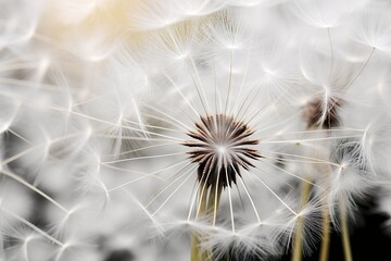 close-up selective shot of realistic Dandelion flowers generative ai