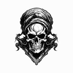skull head pirates illustration vector graphic design for t shirt sticker print or any purpose