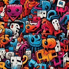 seamless pattern 2d graffiti