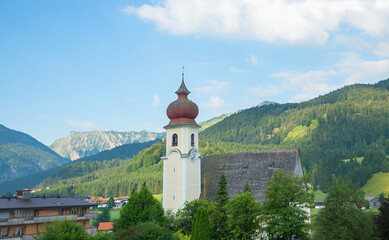 church with onion dome, Achenkirch austrian destination
