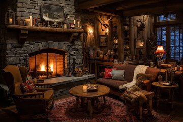 Fototapeta na wymiar Old mountain ski lodge with rustic charm, historical skiing heritage