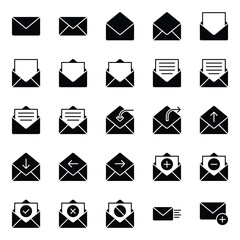 Glyph icons set for Email communication.