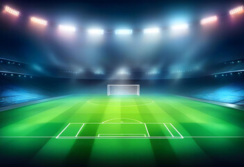 Sports stadium with a lights background, Textured soccer game field