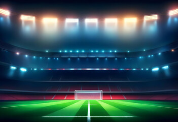 Sports stadium with a lights background, Textured soccer game field