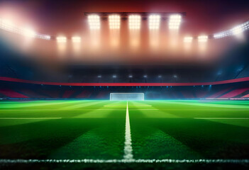 Sports stadium with a lights background, Textured soccer game field