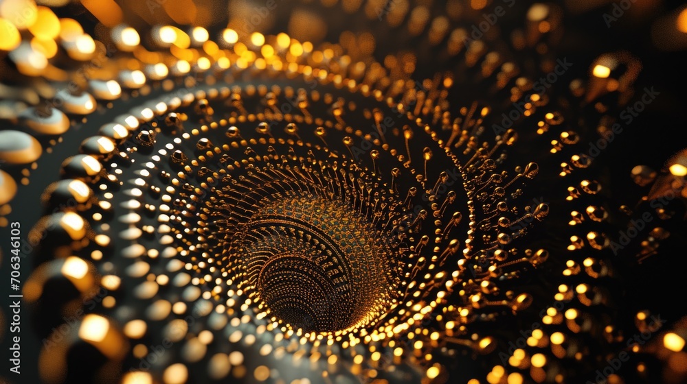 Poster A close-up view of a spiral design made entirely of circles. This image can be used for various design projects