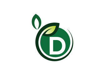 Letter D Green leaf logo design vector template. Letter D Nature Growth Leaf vector logo