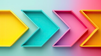 Colorful arrows in a row on a colorful background - obrazy, fototapety, plakaty