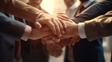 Teamwork connects hands together in solidarity