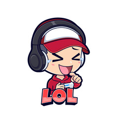 Gamer boy esport gaming laughing emotion mascot logo vector
