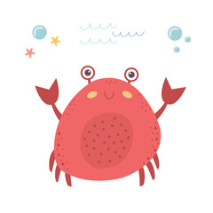 Sea life element. Marine animals in flat style on white background. Vector graphic design illustration