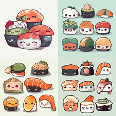 Fototapeta premium Sushi Delight Vector Illustration