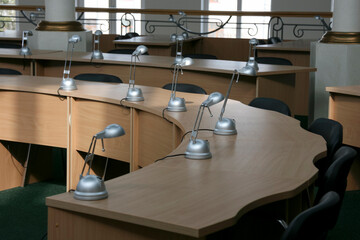 Tables and chairs at library.