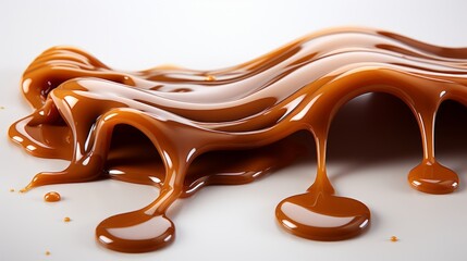 Melted brown chocolate dripping on white background, with clipping path 3D illustration.