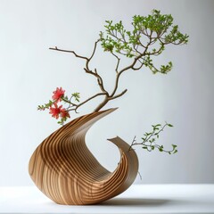 Creative composition with mock up flower plant vase by AI generate