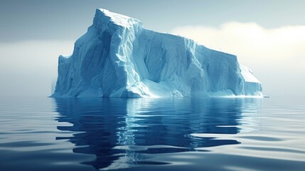 A large iceberg floating in the middle of the ocean.