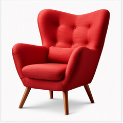 photography of a red armchair isolated on a transparent background created with Generative Ai