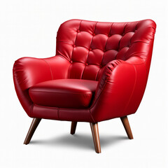 photography of a red armchair isolated on a transparent background created with Generative Ai