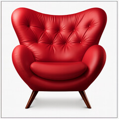 photography of a red armchair isolated on a transparent background created with Generative Ai
