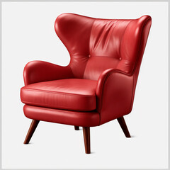 photography of a red armchair isolated on a transparent background created with Generative Ai