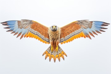 kestrel hovering at the peak of its ascent with wings fully extended - obrazy, fototapety, plakaty