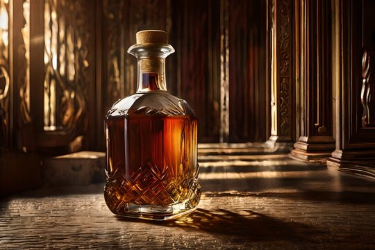 expensive ornamented crystal armagnac decanter