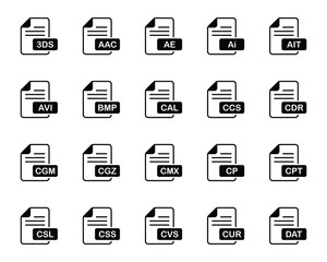 Glyph icons set for File format.