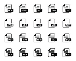 Glyph icons set for File format.