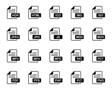Glyph icons set for File format.