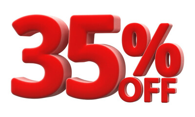 35 percentage off sale discount number red 3d render