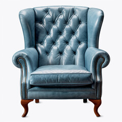 photography of a blue armchair isolated on a transparent background created with Generative Ai