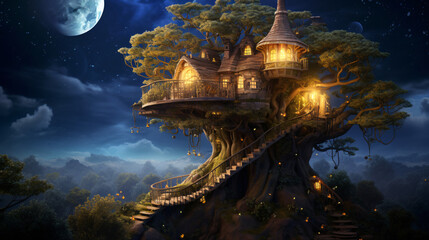Enchanting Treehouse Full Moon