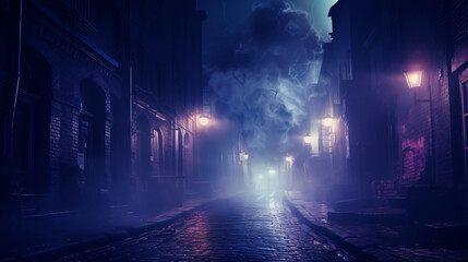 Enigmatic Misty Alley at Night