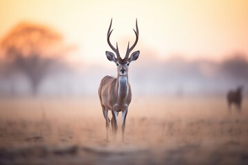 gazelle with the sunrise as a backdrop