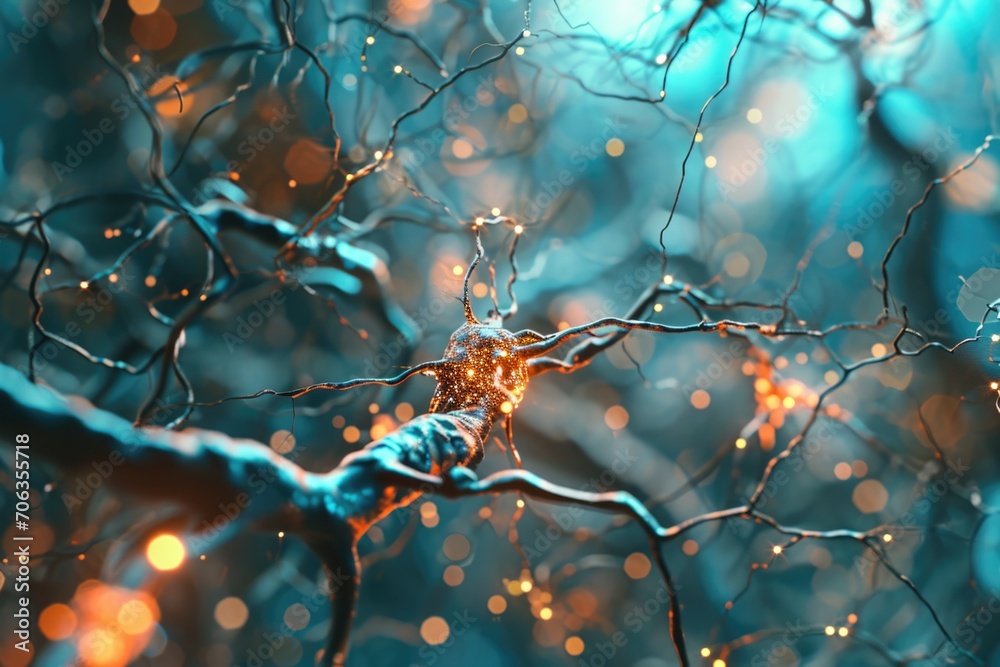 Poster A close-up view of a tree with beautiful lights in the background. Perfect for adding a touch of magic to any project