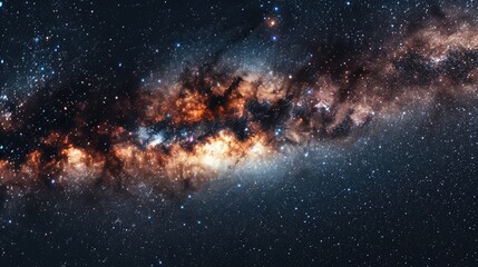 A breathtaking view of a galaxy with a star-filled sky in the background. Perfect for astronomy enthusiasts and space lovers.